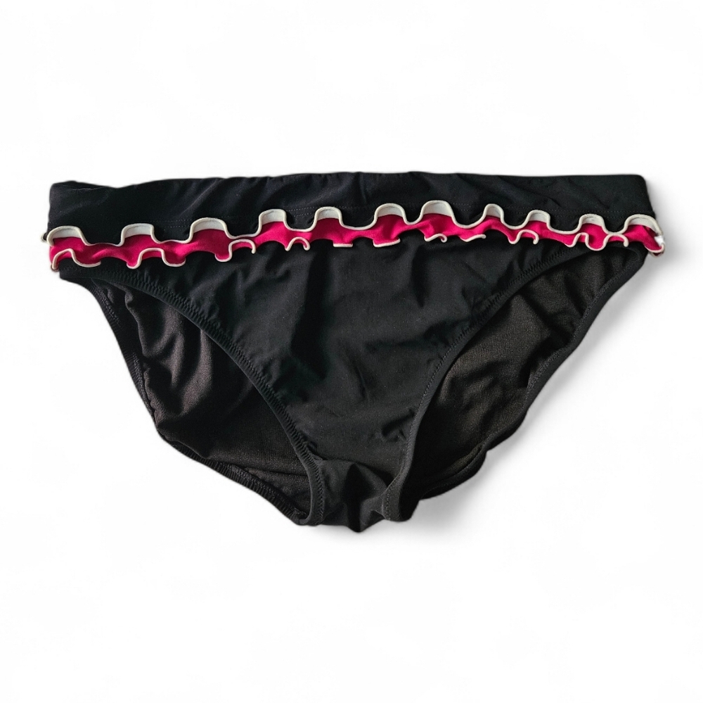 NWT PROFILE BY GOTTEX Pink Ruffle Black Bikini Bottom | SZ 12